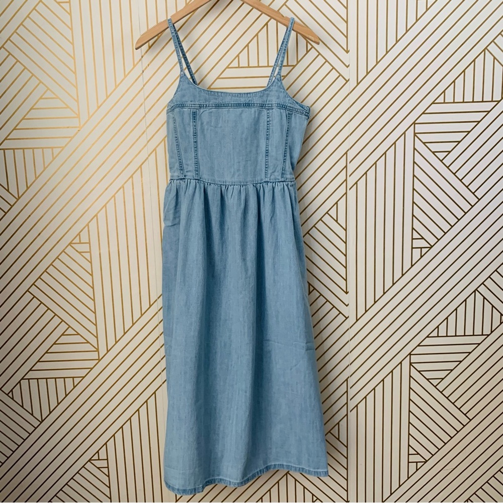 Levi's NWT Alessie Bustier Midi Corset Style A line Medium Wash Jean Dress Denim